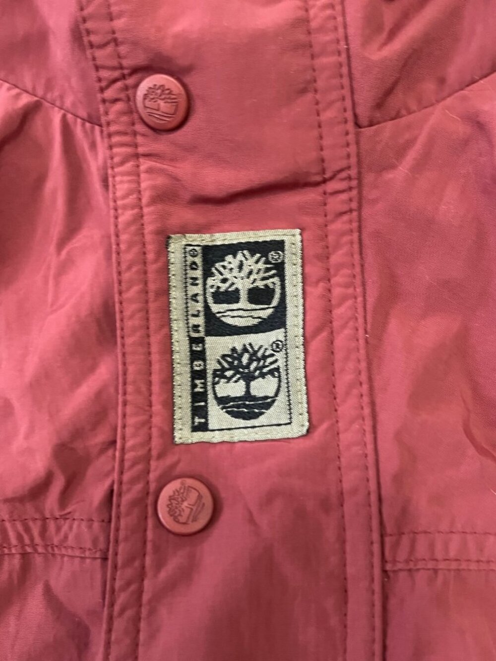 Timberland Jacket Red Full Zip Nylon Lightweight Coat Mens Large Vintage Y2K 90s - Picture 3 of 8